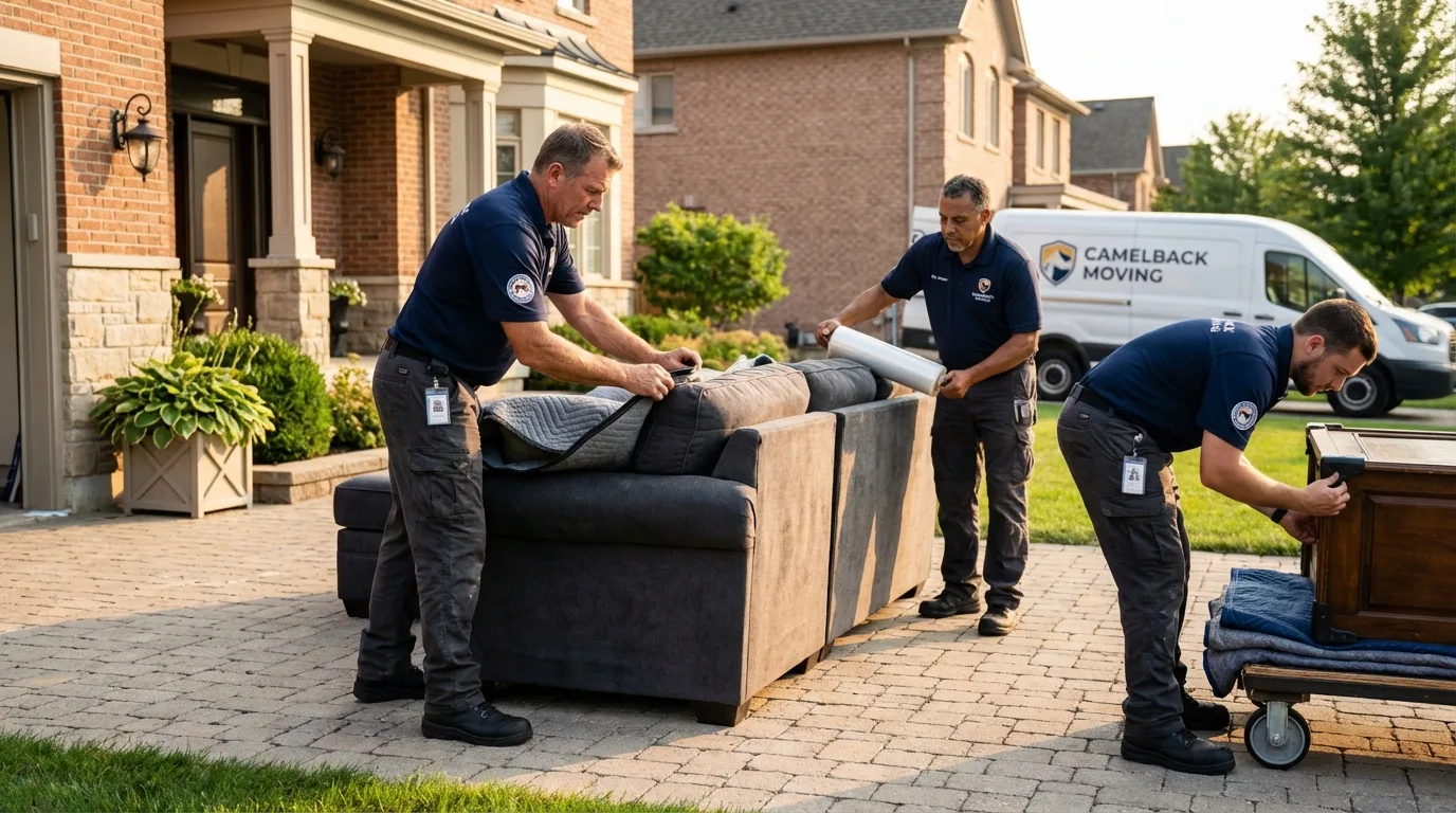 Large estate moving crew wrapping furniture in Palmyra, NJ