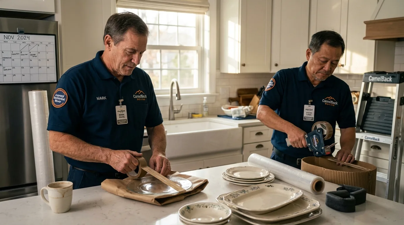 Professional crew packing kitchen dishware in Palmyra, NJ